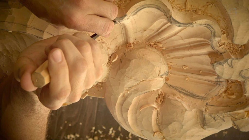 Wood Carving Course online - Carving Authentic Venice 15th Century room. It is all about being authentic to the original 15th-century wood carving. wood carving course wood carving courses decoy carving classes woodworking school cabinet making school wood carving supplies wood carving class wood carving school wood carving schools wood carving courses for beginners wood carving videos free wood carving lessons near me wood carving classes online wood carving schools wood carving workshops wood carving programs wood carving online shop Woodcarving, Wood Carving, Woodcarving School, School of Woodcarving, School of Wood Carving wood carving course wood carving courses decoy carving classes woodworking school cabinet making school wood carving supplies wood carving class wood carving school wood carving schools wood carving courses for beginners wood carving videos free wood carving lessons near me wood carving classes online wood carving schools wood carving workshops wood carving programs wood carving online shop https://www.instagram.com/woodcarvergrabovetskiy/ Design for Wood Carving is not the same as for Fine art or even Sculpture. Fine art is 2D World vs Sculpture and Wood carving is 3D world. Wood Carving is also a type of Sculpture. But if You compare a Clay Modeling and Wood Carving. Modeling clay is the art of ADDING ON and Wood Carving is an Art of DEDUCTION. And art of deduction is a little more complicating. You can deduct with Your Carving tool just a 1/16” too much and Your work is "gone with the wind”. To Design for wood carving We need to Think a little different. And the same questions should be always in our heads- What tools do I have and how I will carve what I am designing? How deep can my tool travel inside of my piece of wood and how it will turn. Design for Wood Carving is a science and it is based on a laws. During this Class we will discover some of the laws or Principles and answer a really important Design questions. The Law of Space. - How to emphasize parts of a Design - "The Big Idea" position in Space The Law of Main Movement - How to be "on the same page" with Human Brain. Baroque diagonal vs Sinister diagonal in Artistic Design. The Law of Armature- How to Structure over all Design and be “Kosher” (clean) in it. The Law of Golden Ratio - How to implement Fibonacci Sequence - the Art Secret for Pleasing Human eye The Law of Arabesque - How to implement Natural Flowing Movements in Design The Law of Rhythm in Design. How to apply what is known to Music world to Design for Wood Carving. Wood Carving Lessons Best Wood Carver in the World Wood Carving Master Classes Wood Carving Courses
