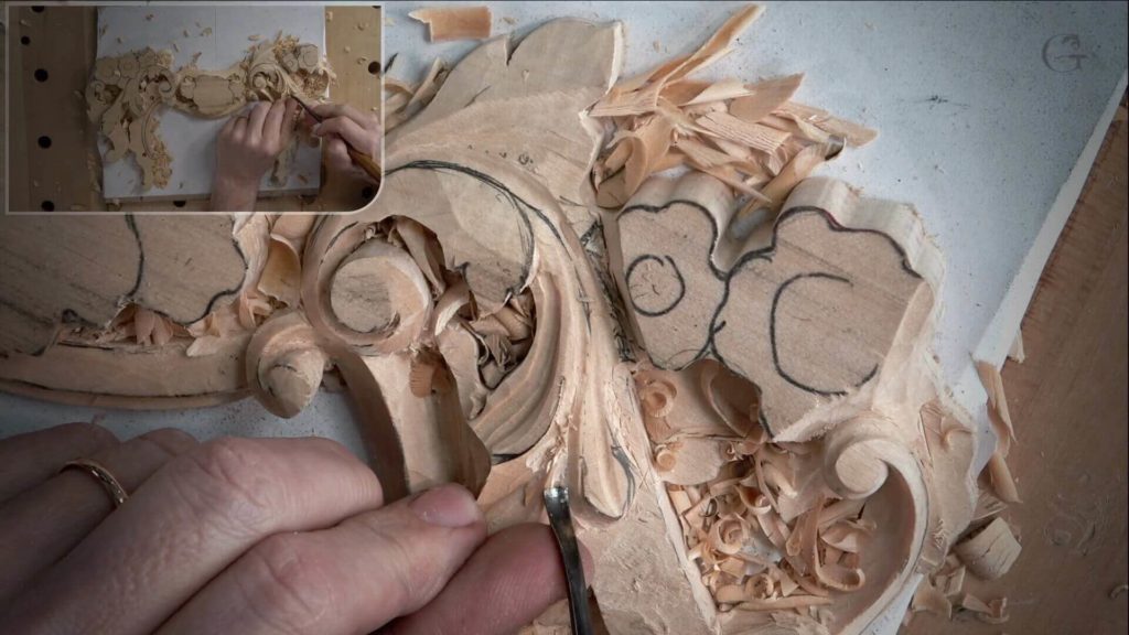 Carving Floral and Molding for the Panel