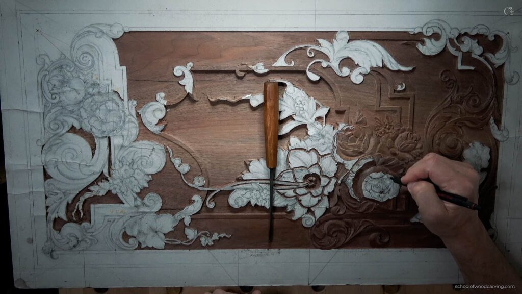 Wood carving demonstration with intricate detailing and smooth contours